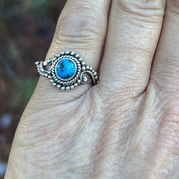Turquoise 925 silver artisan hand made ring size 8.5 - Picture 5 of 9